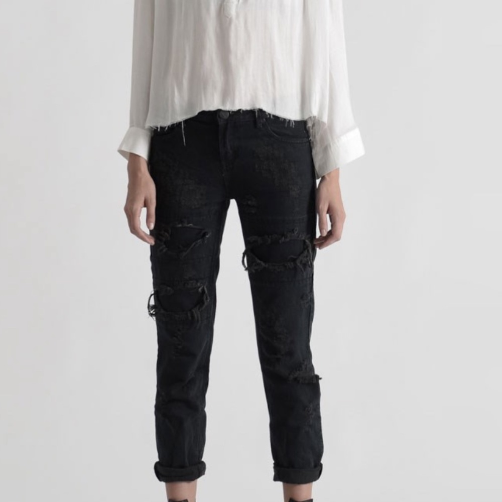 FOX BLACK AWESOME BAGGIES STRAIGHT LEG WOMEN JEANS SIZE 27